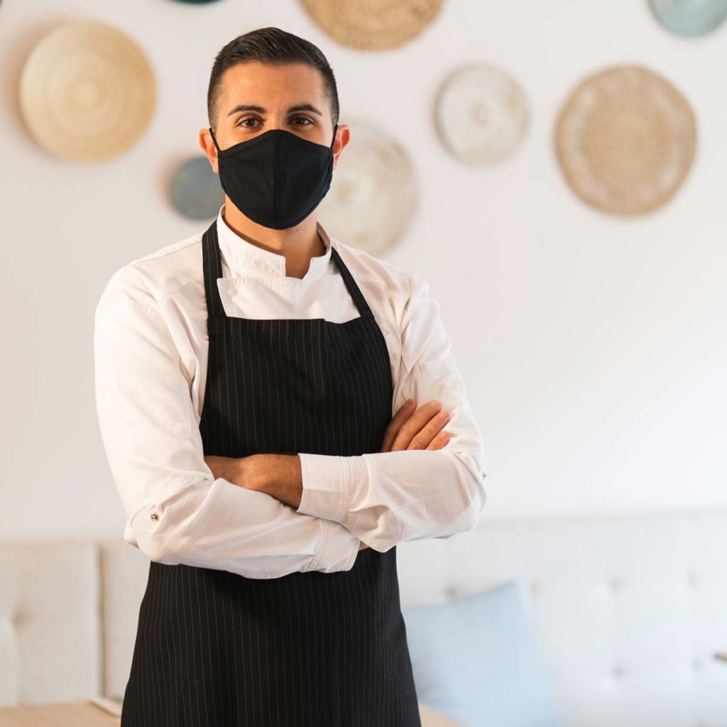 chef wearing a mask
