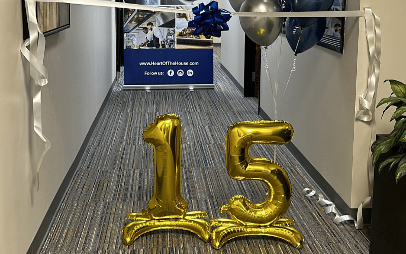 15 balloon to celebrate the 15th Office opening for Heart of the House