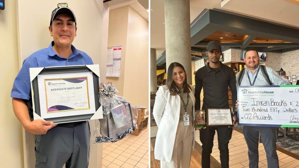 housekeeping team receiving service awards
